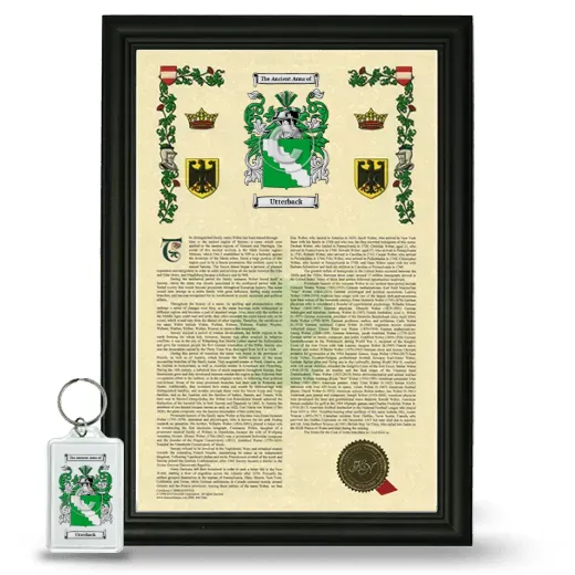 Utterback Framed Armorial History and Keychain - Black