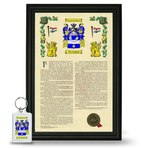 Van'vreeland Framed Armorial History and Keychain - Black