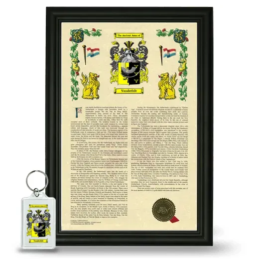 Vanderbilt Framed Armorial History and Keychain - Black