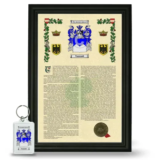 Vanzandt Framed Armorial History and Keychain - Black