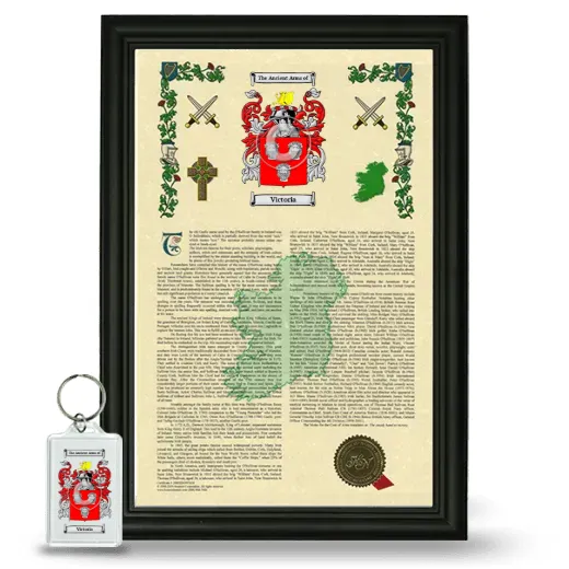 Victoria Framed Armorial History and Keychain - Black