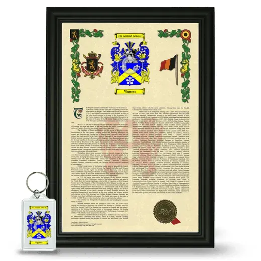 Vigness Framed Armorial History and Keychain - Black