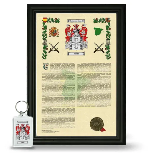 Vilela Framed Armorial History and Keychain - Black