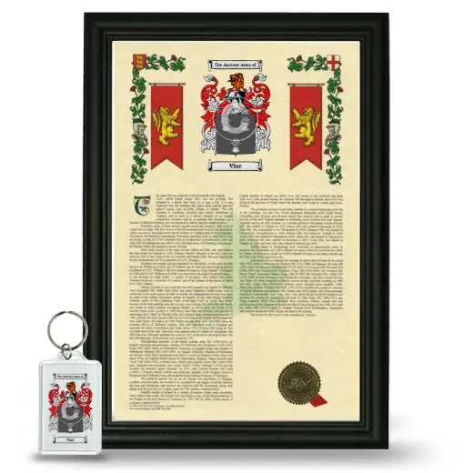 Vine Framed Armorial History and Keychain - Black