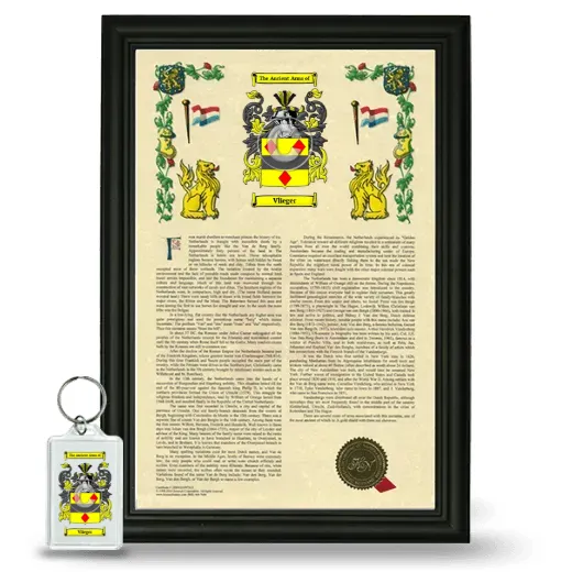 Vlieger Framed Armorial History and Keychain - Black