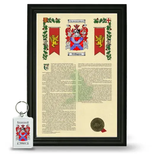 Wellington Framed Armorial History and Keychain - Black
