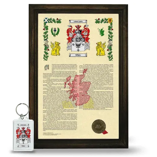White Framed Armorial History and Keychain - Brown