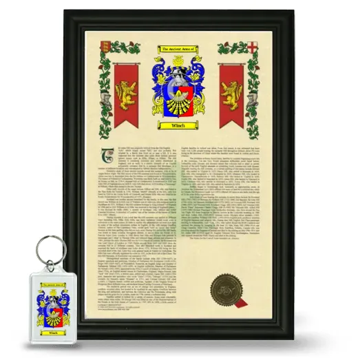 Winch Framed Armorial History and Keychain - Black