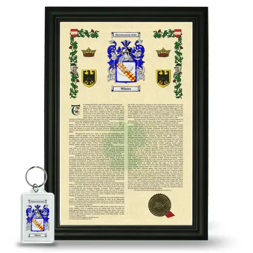 Winter Framed Armorial History and Keychain - Black