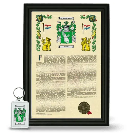 Wolfe Framed Armorial History and Keychain - Black