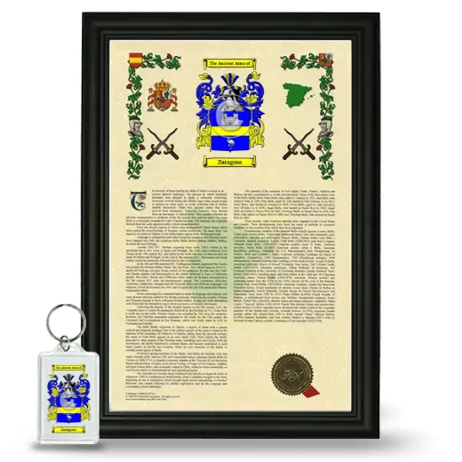 Zaragosa Framed Armorial History and Keychain - Black