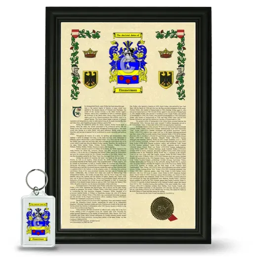 Zimmerman Framed Armorial History and Keychain - Black