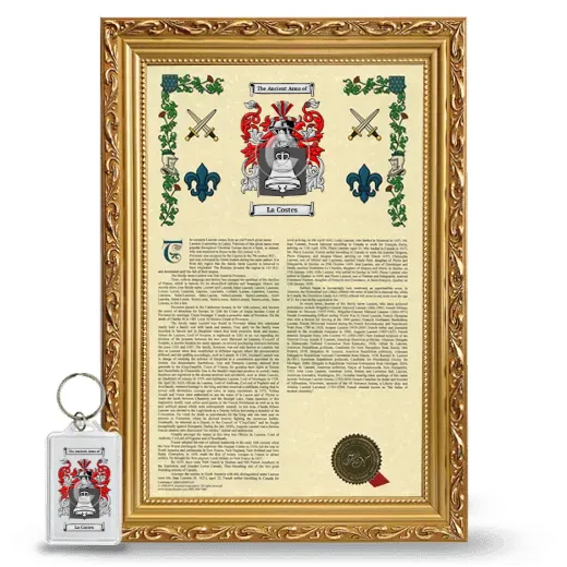La Costes Framed Armorial History and Keychain - Gold