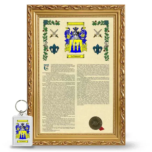 La Fummel Framed Armorial History and Keychain - Gold