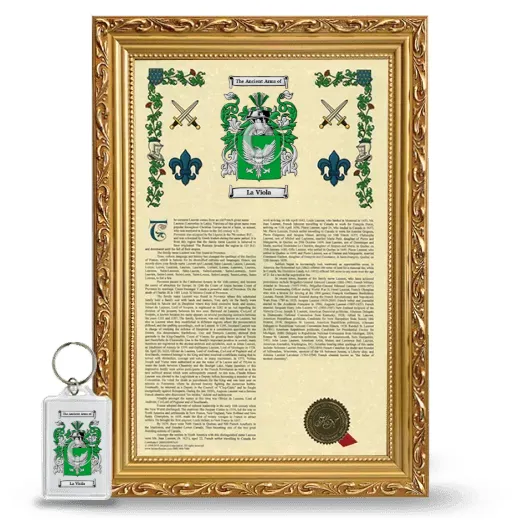 La Viola Framed Armorial History and Keychain - Gold