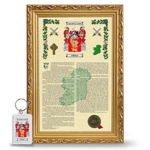 O'Briant Framed Armorial History and Keychain - Gold