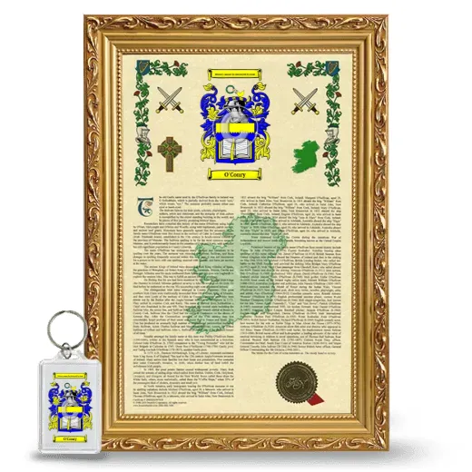 O'Conry Framed Armorial History and Keychain - Gold