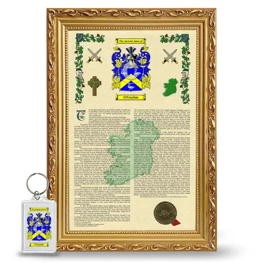 O'Fenelon Framed Armorial History and Keychain - Gold