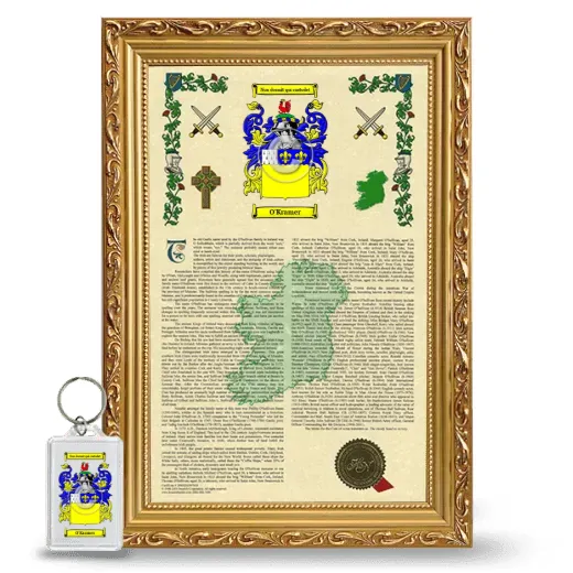 O'Kramer Framed Armorial History and Keychain - Gold