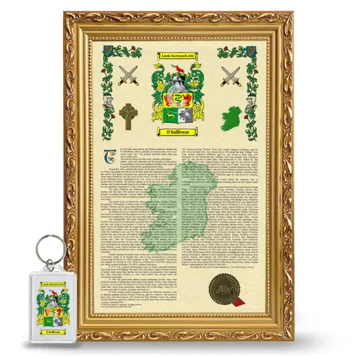 O'Sullivant Framed Armorial History and Keychain - Gold