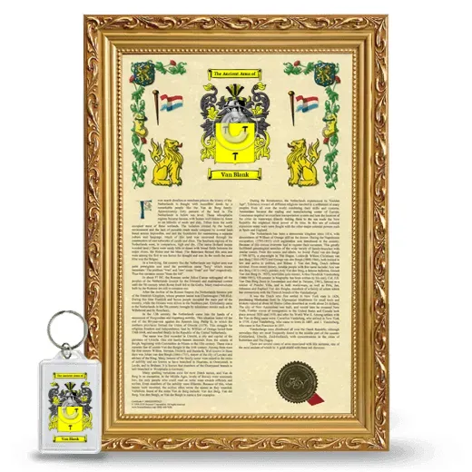 Van Blank Framed Armorial History and Keychain - Gold