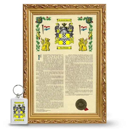 Van Doorne Framed Armorial History and Keychain - Gold