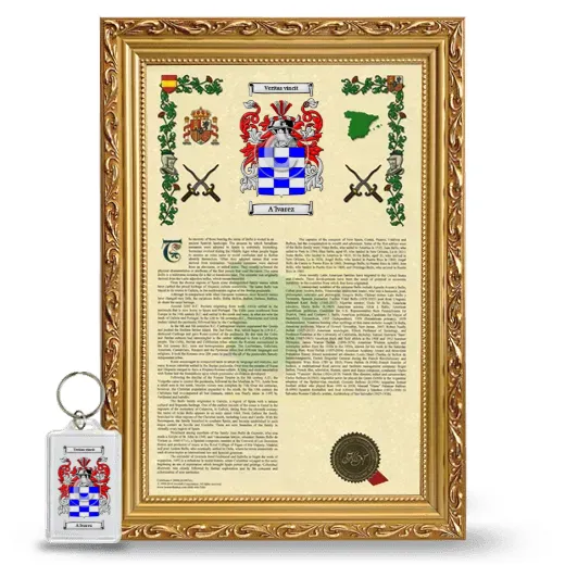 A'lvarez Framed Armorial History and Keychain - Gold