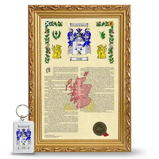 Aassie Framed Armorial History and Keychain - Gold