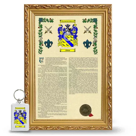 Abane Framed Armorial History and Keychain - Gold