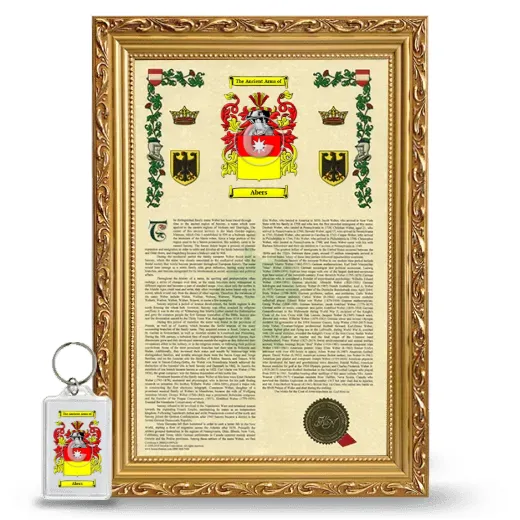 Abers Framed Armorial History and Keychain - Gold