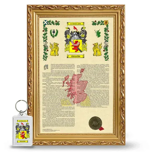 Abirnathie Framed Armorial History and Keychain - Gold