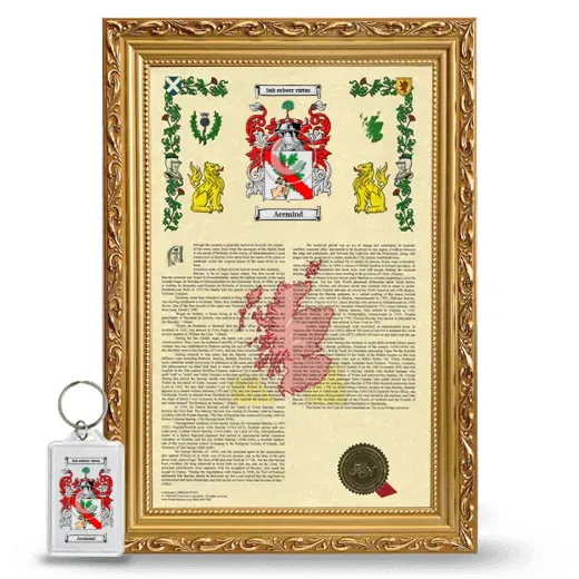 Acemind Framed Armorial History and Keychain - Gold