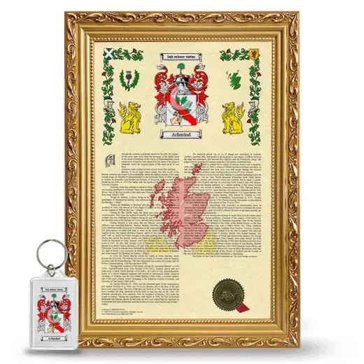 Achmind Framed Armorial History and Keychain - Gold