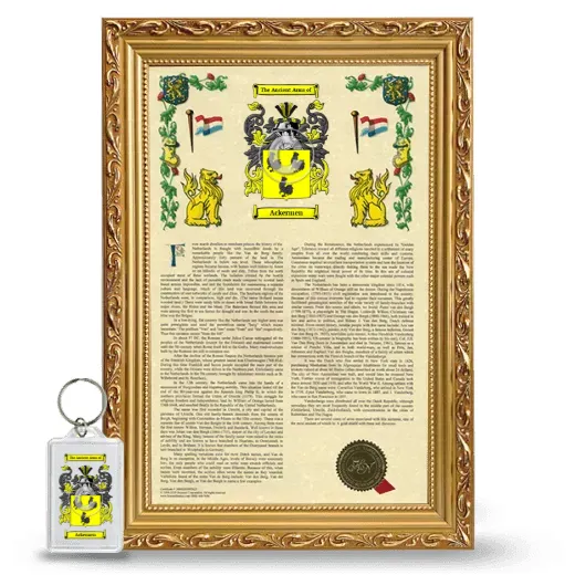 Ackermen Framed Armorial History and Keychain - Gold