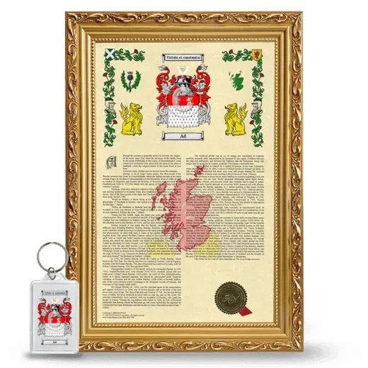 Ad Framed Armorial History and Keychain - Gold