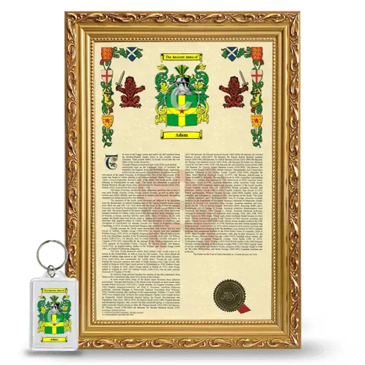Adam Framed Armorial History and Keychain - Gold