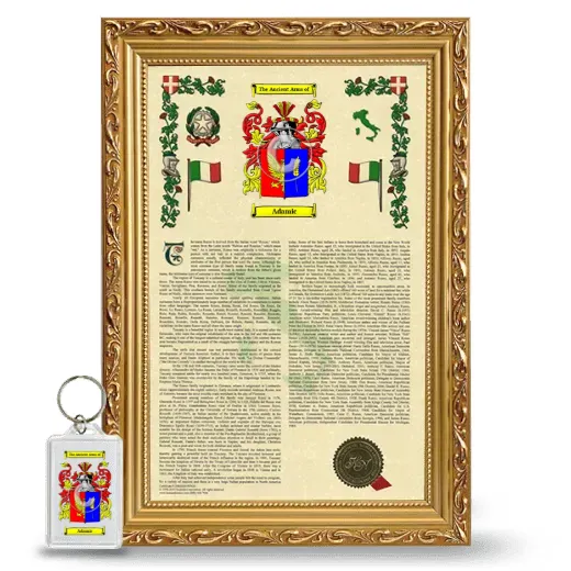 Adamic Framed Armorial History and Keychain - Gold