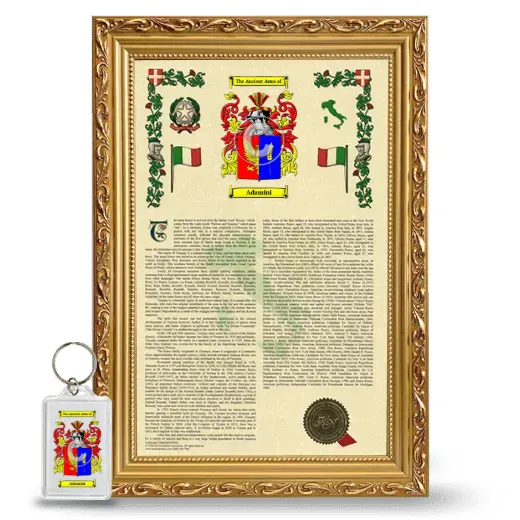 Adamini Framed Armorial History and Keychain - Gold