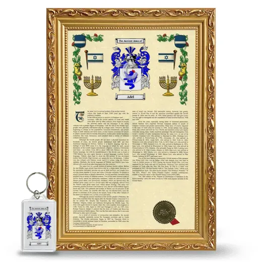 Adel Framed Armorial History and Keychain - Gold