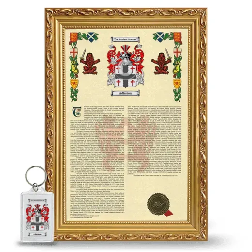 Adieston Framed Armorial History and Keychain - Gold