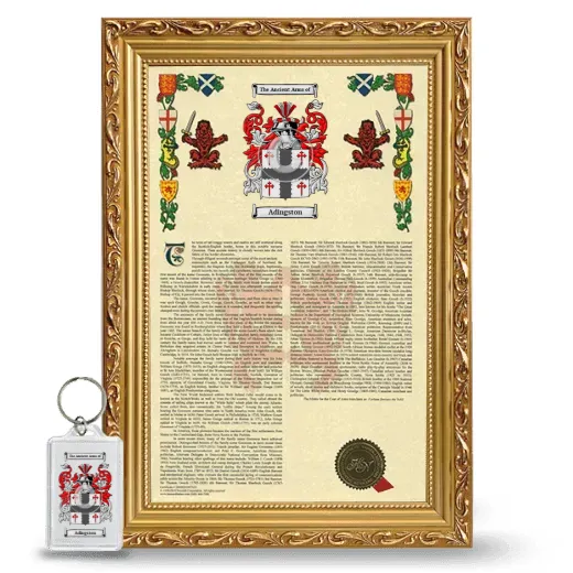 Adingston Framed Armorial History and Keychain - Gold
