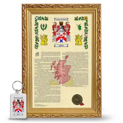 Agnew Framed Armorial History and Keychain - Gold