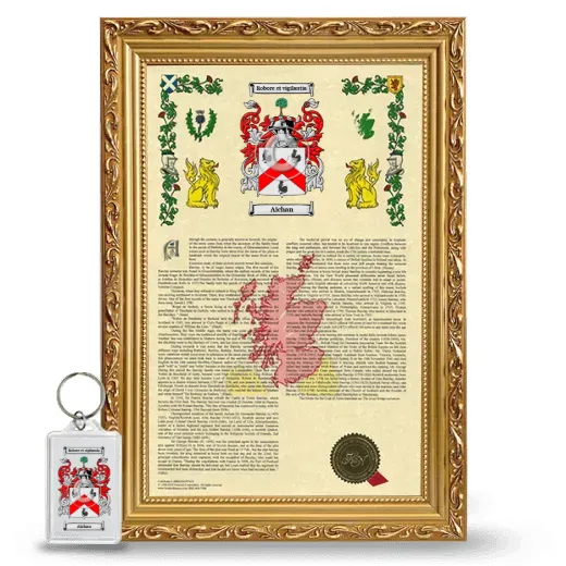 Aichan Framed Armorial History and Keychain - Gold