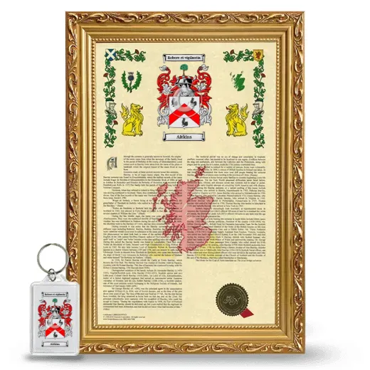 Aitkins Framed Armorial History and Keychain - Gold