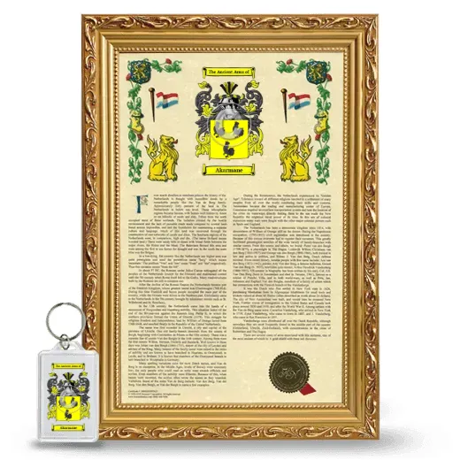 Akarmane Framed Armorial History and Keychain - Gold