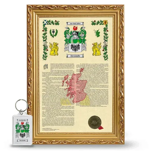 Akesoombe Framed Armorial History and Keychain - Gold