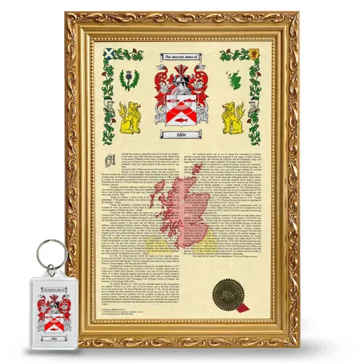 Akie Framed Armorial History and Keychain - Gold