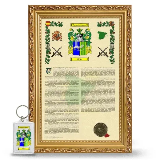 Al'far Framed Armorial History and Keychain - Gold
