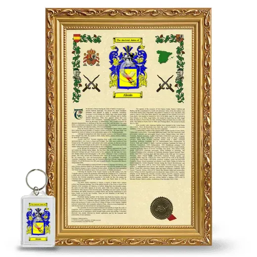 Alanis Framed Armorial History and Keychain - Gold