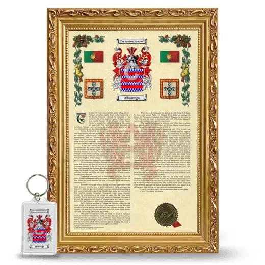 Albarenga Framed Armorial History and Keychain - Gold